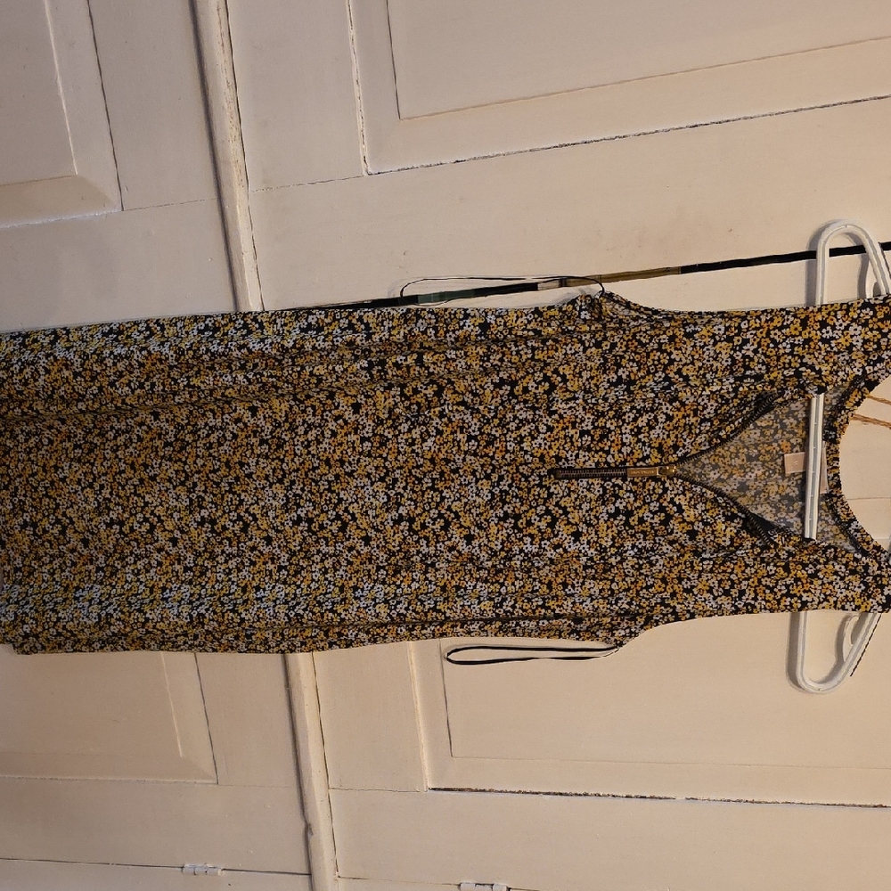 MICHAEL Michael Kors Black and Yellow Floral Midi Dress